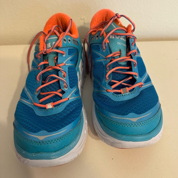 Hoka One One Odyssey Women’s Blue Orange Running Sneakers Size 8.5 - Picture 2 of 9